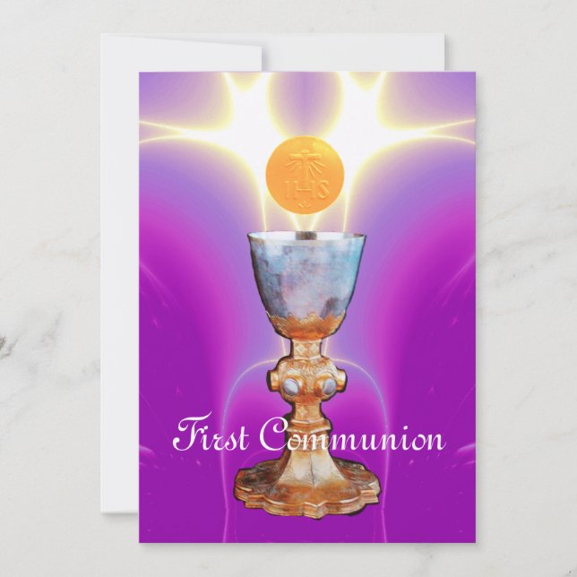 SPIRITUAL LIGHT 1st Holy Communion / Christening Invitation (Front)