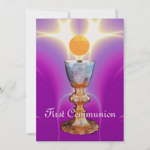 SPIRITUAL LIGHT 1st Holy Communion  Christening Invitation