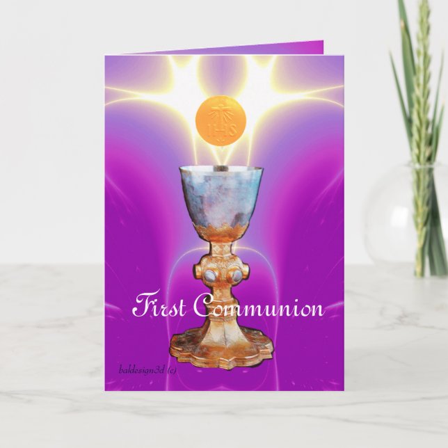 SPIRITUAL LIGHT 1st Holy Communion / Christening Thank You Card (Front)