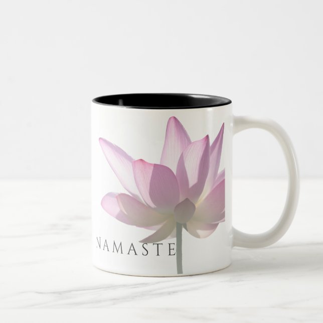 ©Spiritual Light Namaste Pink Lotus Custom Two-Tone Coffee Mug (Right)