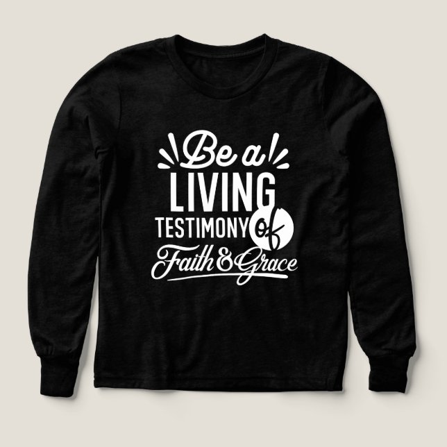 Spiritual Living Testimony Faith and Grace Quote Tri-Blend Shirts (Design Front)