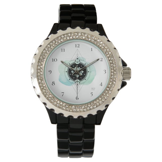 *~* Spiritual Lotus Moon Stars Sacred Geometry Watch (Front)