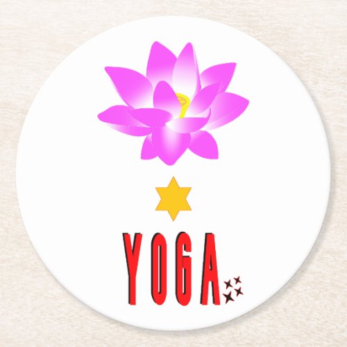 Spiritual Lotus Namaste International Day of Yoga Round Paper Coaster