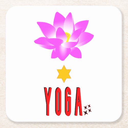 Spiritual Lotus Namaste International Day of Yoga Square Paper Coaster