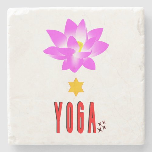 Spiritual Lotus Namaste International Day of Yoga Stone Coaster