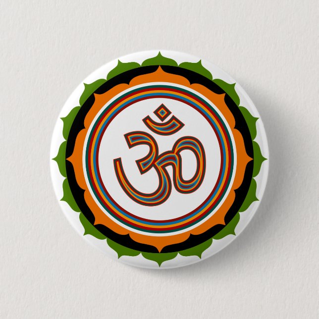 Spiritual Lotus Om Design Pinback Button (Front)