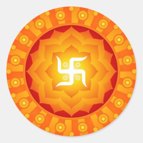 Spiritual Lotus Swastika Design Classic Round Sticker