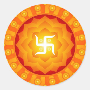 Spiritual Lotus Swastika Design Classic Round Sticker