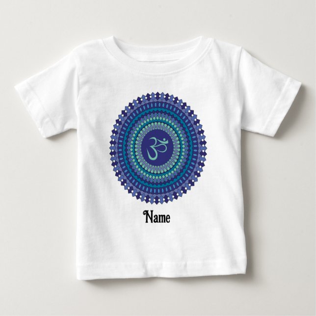 Spiritual Mandala Om Purple Aqua Blue Customized Baby T-Shirt (Front)
