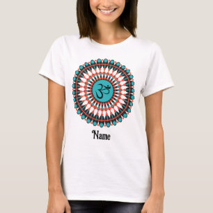 Spiritual Mandala Om Symbol Turquoise Customized T-Shirt