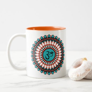 Spiritual Mandala Om Symbol Turquoise Geometric Two-tone Coffee Mug by Fontastic at Zazzle