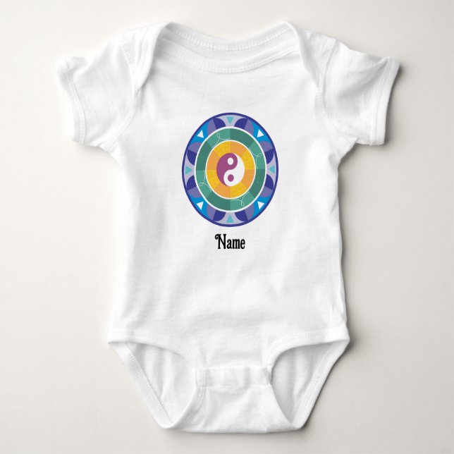 Spiritual Mandala Rainbow Color Chinese Customized Baby Bodysuit (Front)