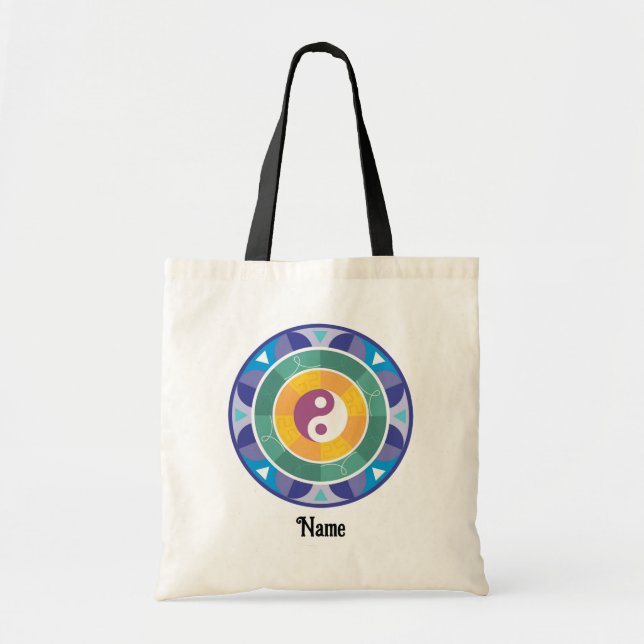 Spiritual Mandala Rainbow Color Chinese Customized Tote Bag (Front)
