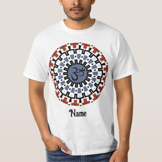 Spiritual Mandala Yoga Om Blue Rust Customized T-Shirt (Front)