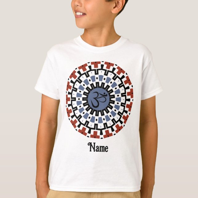 Spiritual Mandala Yoga Om Blue Rust Customized T-Shirt (Front)