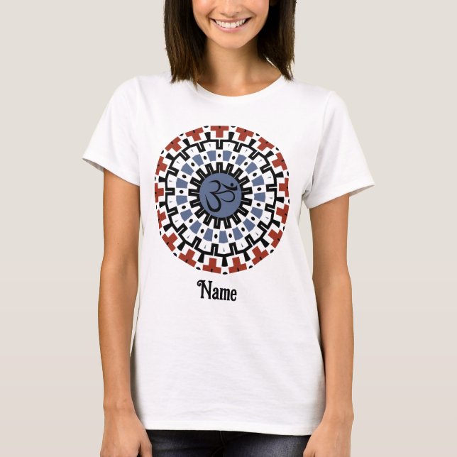 Spiritual Mandala Yoga Om Blue Rust Customized T-Shirt (Front)