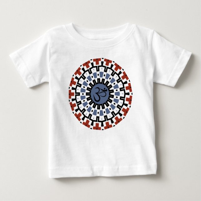 Spiritual Mandala Yoga Om Blue Rust Kaleidoscope Baby T-Shirt (Front)