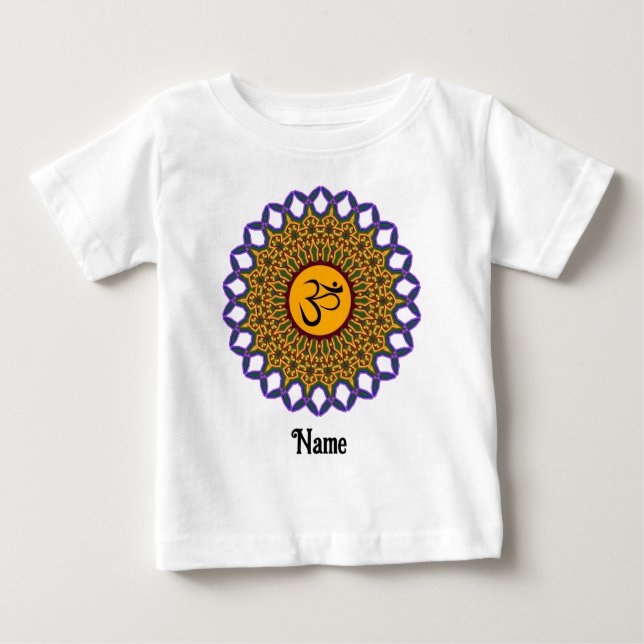 Spiritual Mandala Yoga Om Peacock Customized Baby T-Shirt (Front)