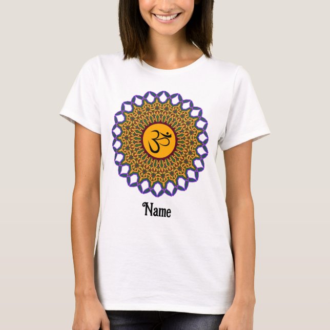 Spiritual Mandala Yoga Om Peacock Customized T-Shirt (Front)