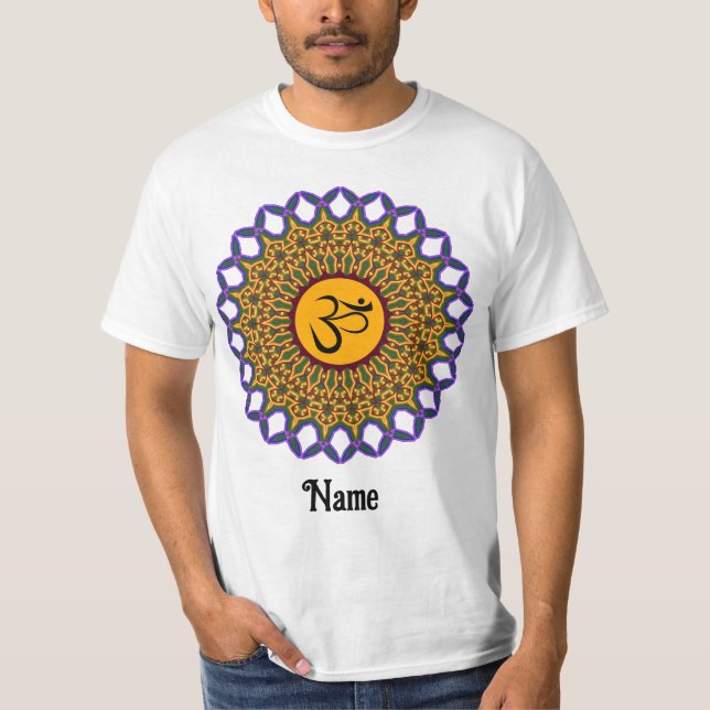 Spiritual Mandala Yoga Om Peacock Customized T-Shirt (Front)