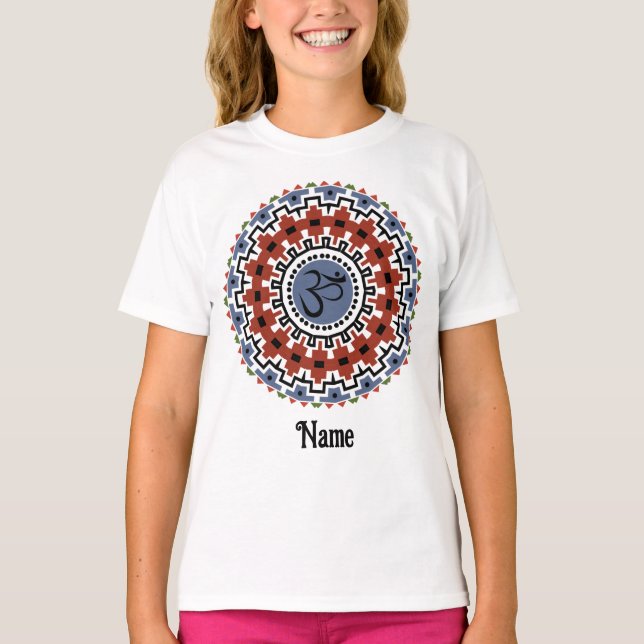 Spiritual Mandala Yoga Om Rust Blue Customized T-Shirt (Front)