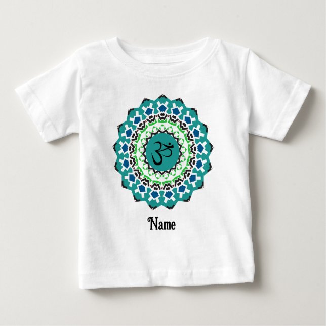 Spiritual Mandala Yoga Om Symbol Blue Customized Baby T-Shirt (Front)