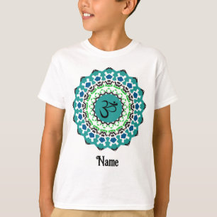 Spiritual Mandala Yoga Om Symbol Blue Customized T-Shirt