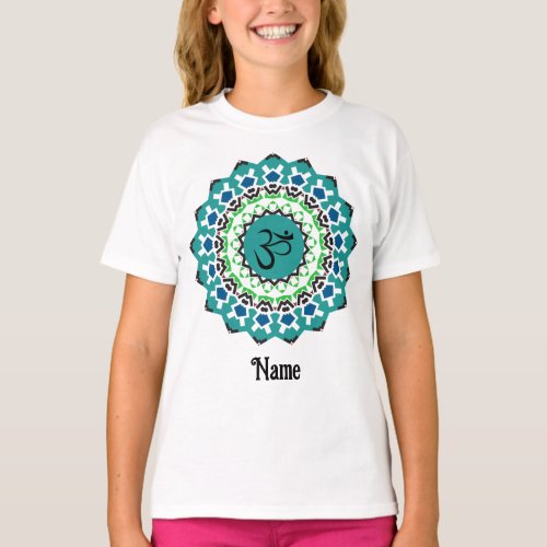 Spiritual Mandala Yoga Om Symbol Blue Customized T_Shirt