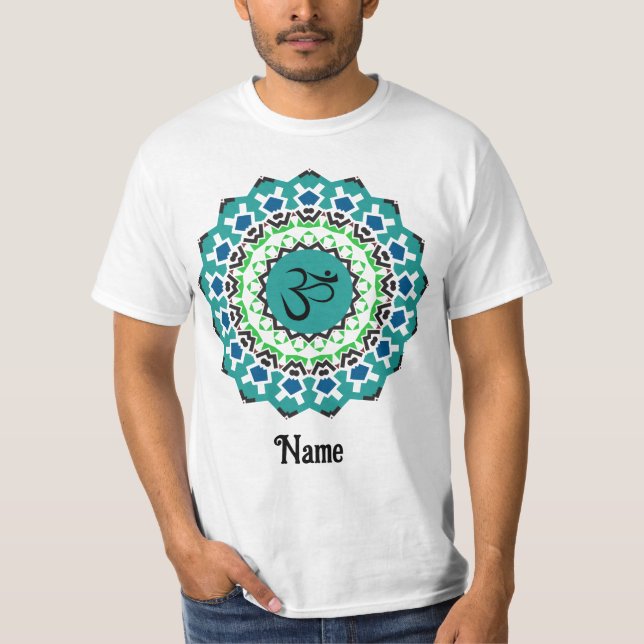 Spiritual Mandala Yoga Om Symbol Blue Customized T-Shirt (Front)