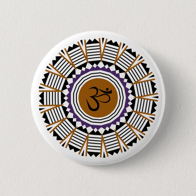 Spiritual Mandala Yoga Om Symbol Geometric Design Button (Front)