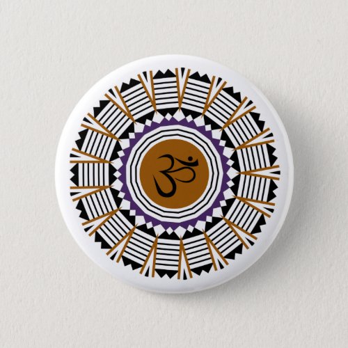 Spiritual Mandala Yoga Om Symbol Geometric Design Button