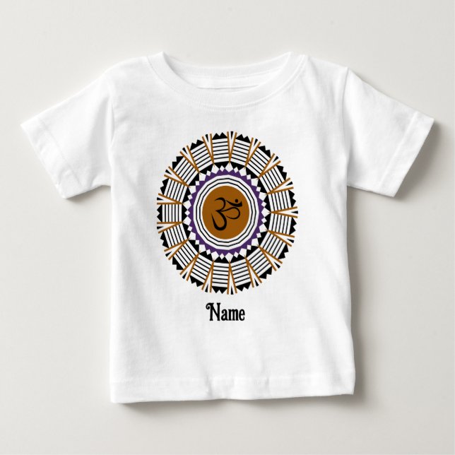 Spiritual Mandala Yoga Om Symbol Purple Customized Baby T-Shirt (Front)
