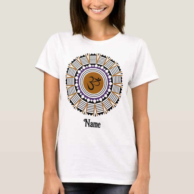 Spiritual Mandala Yoga Om Symbol Purple Customized T-Shirt (Front)