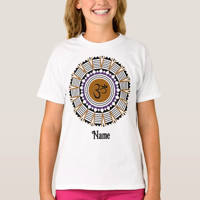 Spiritual Mandala Yoga Om Symbol Purple Customized T-Shirt (Front)