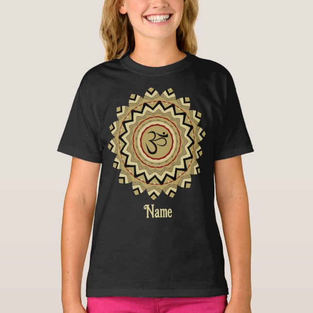 Spiritual Mandala Yoga Om Symbol Retro Customized T-Shirt (Front)