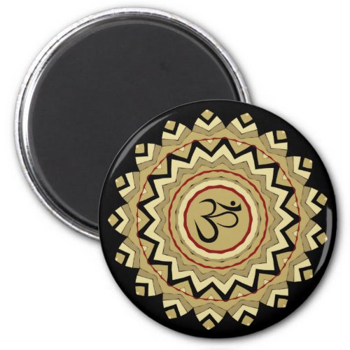 Spiritual Mandala Yoga Om Symbol Retro Geometric Magnet