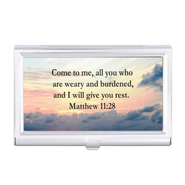 SPIRITUAL MATTHEW 11:28 SUNRISE SCRIPTURE PHOTO CASE FOR BUSINESS CARDS (Front)