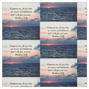 SPIRITUAL MATTHEW 11:28 SUNRISE SCRIPTURE PHOTO FABRIC