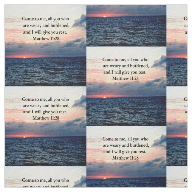 SPIRITUAL MATTHEW 11:28 SUNRISE SCRIPTURE PHOTO FABRIC (Swatch)