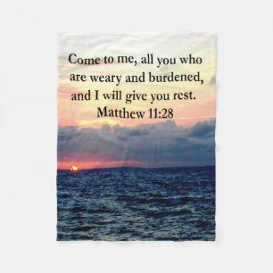 SPIRITUAL MATTHEW 11:28 SUNRISE SCRIPTURE PHOTO FLEECE BLANKET