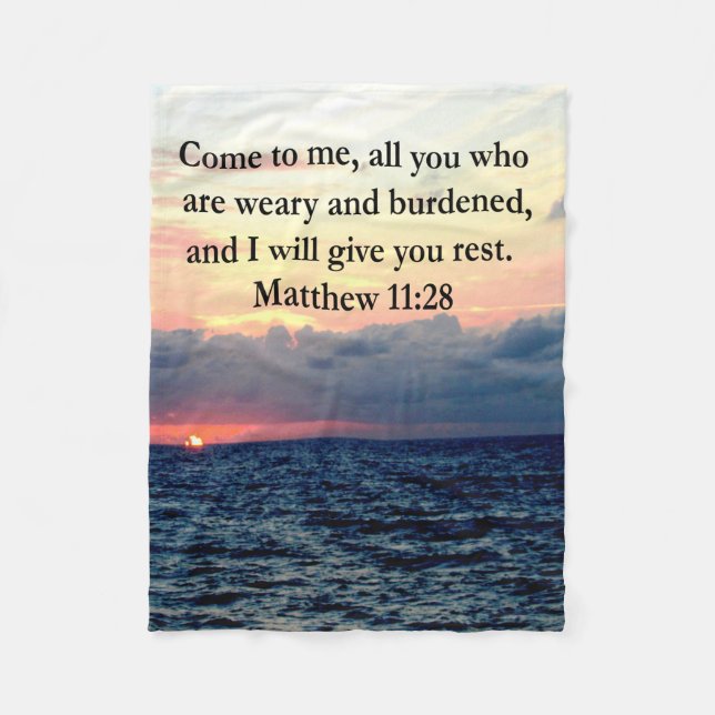 SPIRITUAL MATTHEW 11:28 SUNRISE SCRIPTURE PHOTO FLEECE BLANKET (Front)