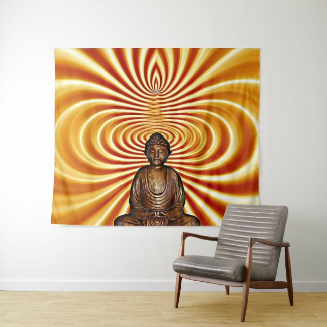 Spiritual Meditating Buddha Wall Tapestry (In Situ (Horizontal))