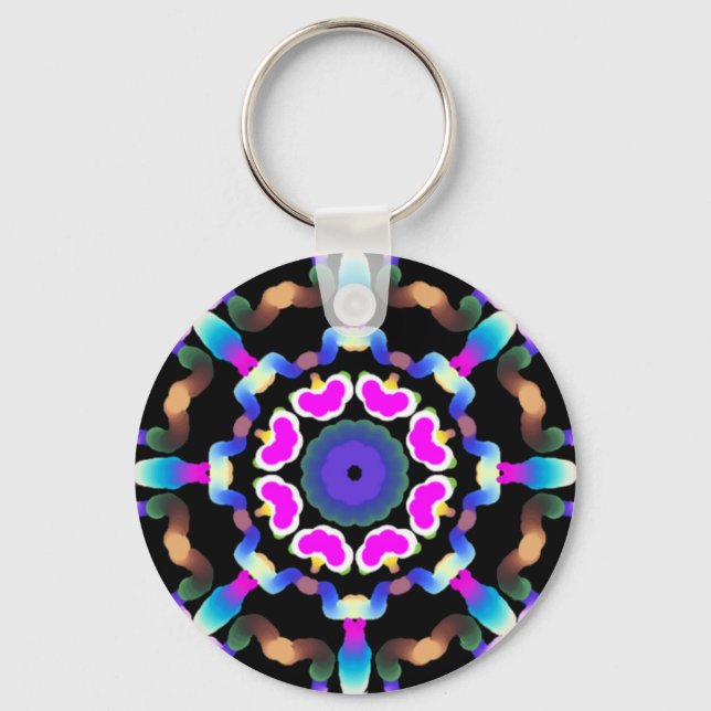 *~* Spiritual Meditative Neon Mandala Keychain (Front)