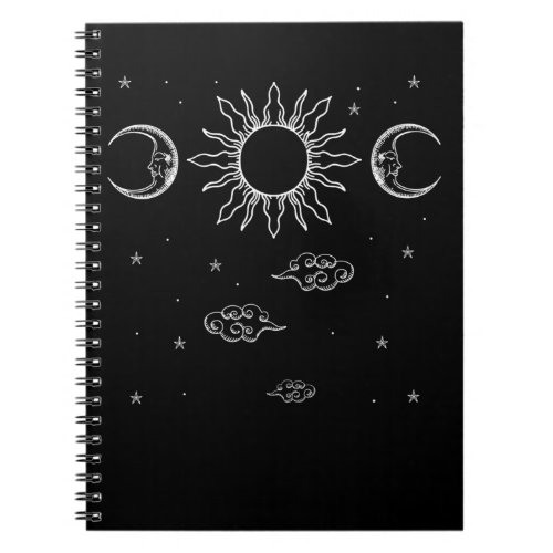 Spiritual Minimal Astronomy Moon Crescent Sun Notebook