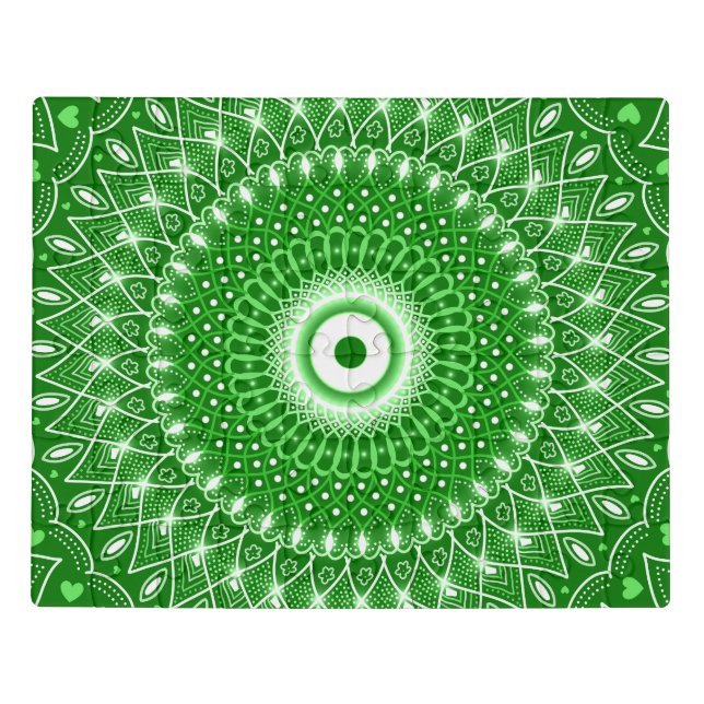 Spiritual Modern Geometric elegant green mandala  Jigsaw Puzzle (Puzzle Horizontal)