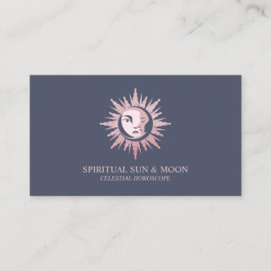 Spiritual Moon Sun Celestial Astrology navy Business Card