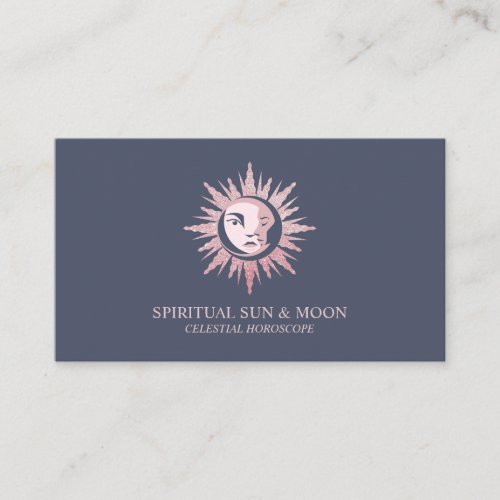 Spiritual Moon Sun Celestial Astrology navy Business Card