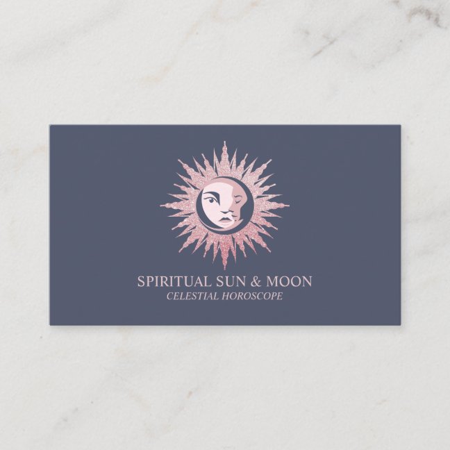 Spiritual Moon Sun Celestial Astrology navy Business Card