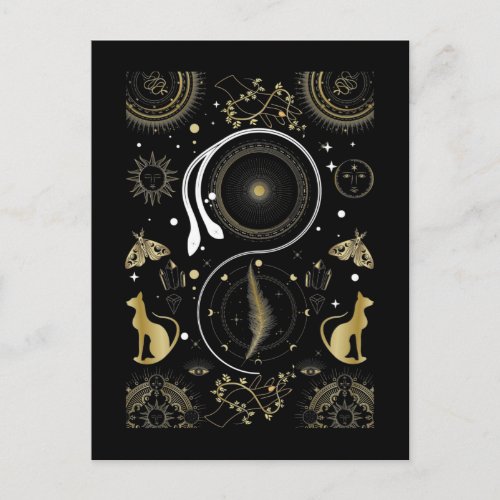 Spiritual Moon Sun Luna Cat Stars Snake Postcard