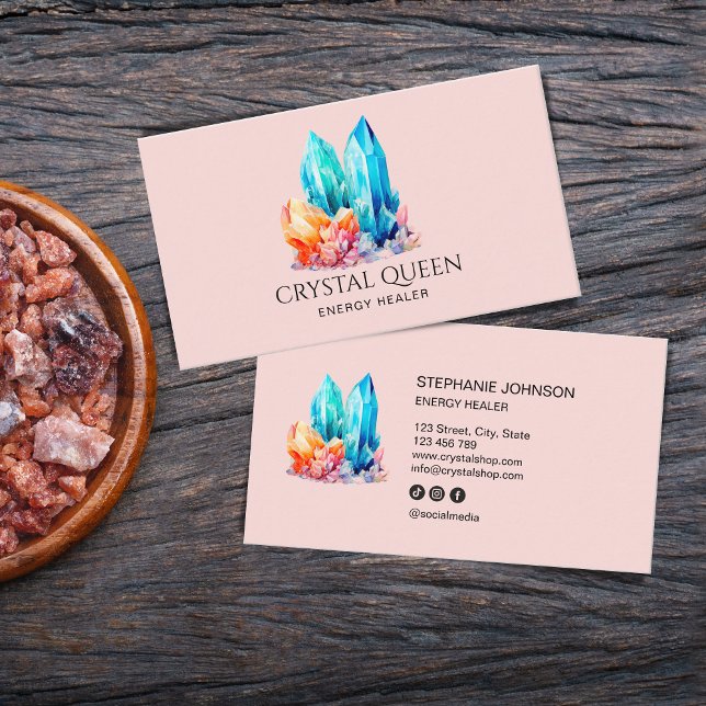 Spiritual Mystical Energy Healer Crystal Gems Business Card (Creator Uploaded)